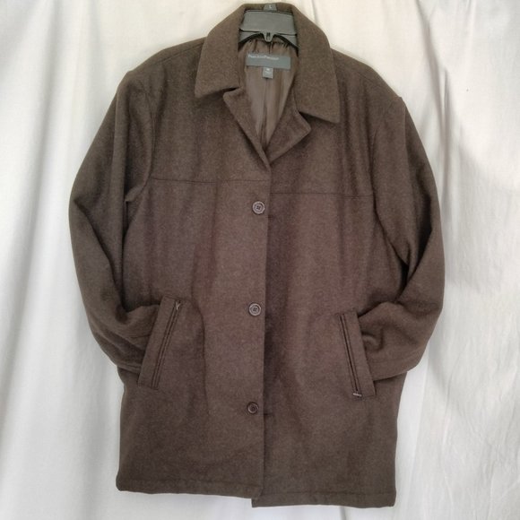 NWT Perry Ellis Portfolio M Gray Button Half Zip Wool Cashmere Jacket - Picture 1 of 7